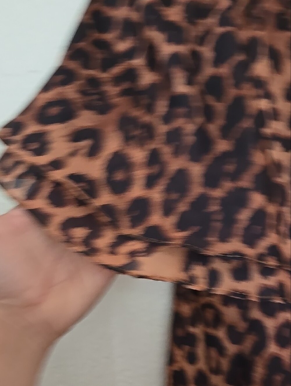 THML Leopard-Print Double Tie-Neck Blouse With Ruffle Sleeves - Picture 9 of 11